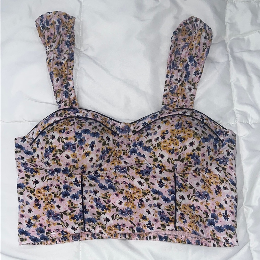 Blue and Purple Bustier Crop Tank Top